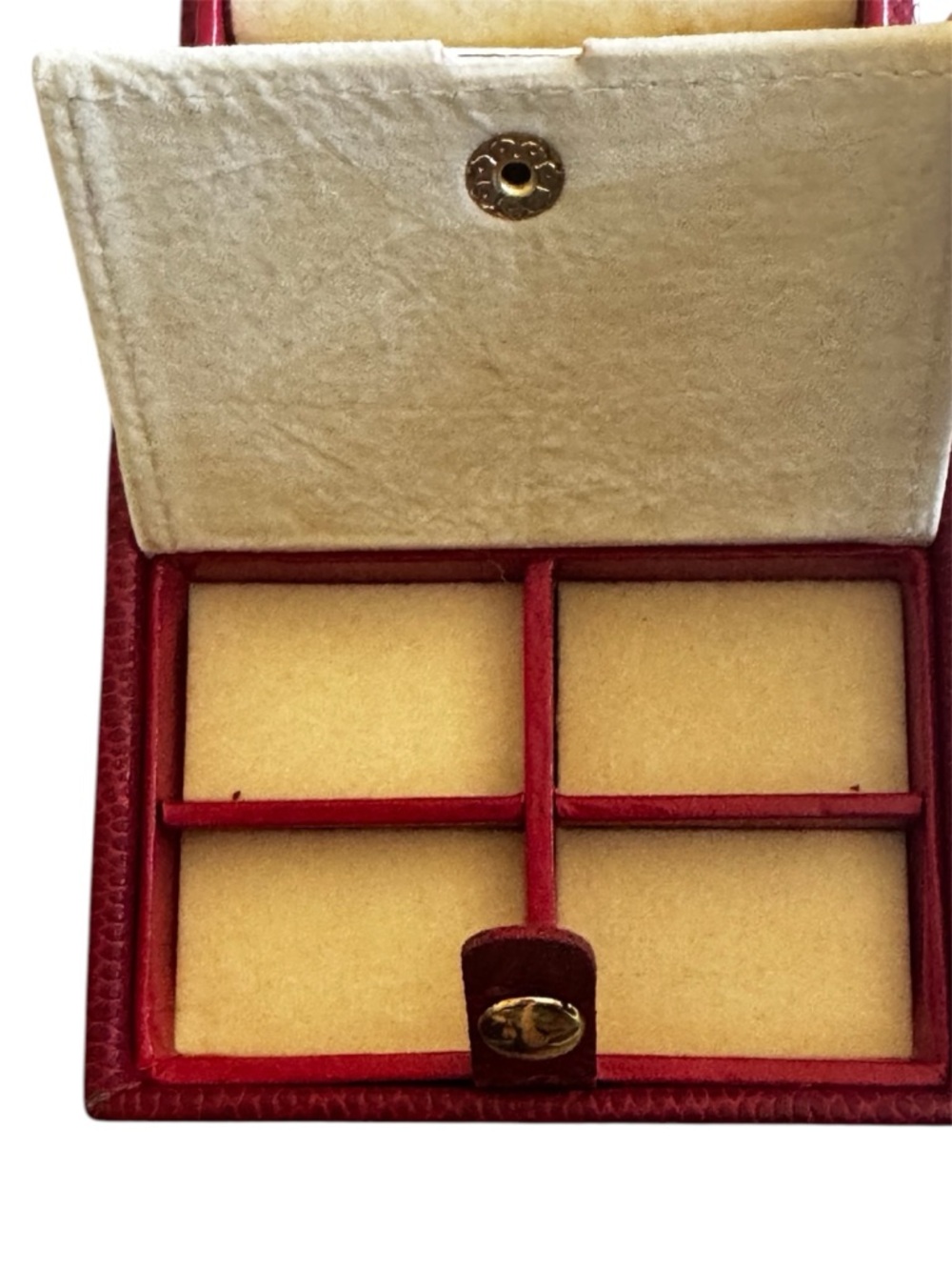 VINTAGE Burgundy Faux Textured Leather Foldout Travel Mini Jewelry Box - Picture 7 of 9